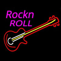 Pink Rock N Roll Guitar Neonskylt