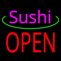 Pink Sushi Block Open Neonskylt
