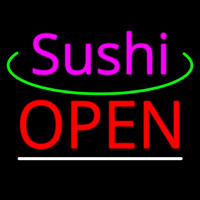 Pink Sushi Green Line Open Neonskylt