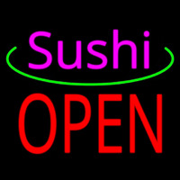 Pink Sushi Red Open Neonskylt
