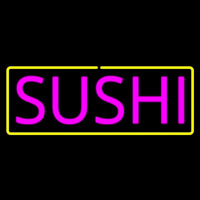 Pink Sushi With Yellow Border Neonskylt