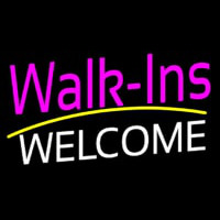 Pink Walk Ins Welcome White Neonskylt