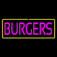Pinl Burgers With Yellow Border Neonskylt