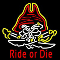 Pirate Skull Ride Or Die Neonskylt