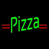 Pizza In Neon Green With Red Lines Neonskylt