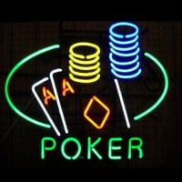 Poker Double Aces Butik Öppet Neonskylt