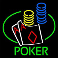 Poker Double Aces Table And Chips Neonskylt
