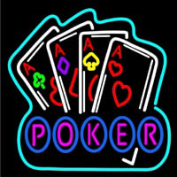 Poker Game 4 Aces Black Neonskylt