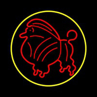 Poodle Dog Yellow Circle Neonskylt
