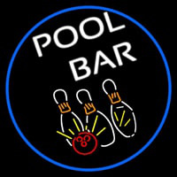 Pool Bar Oval With Blue Border Neonskylt