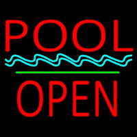 Pool Block Open Green Line Neonskylt