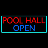 Pool Hall Open With Turquoise Neonskylt