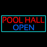Pool Hall Open With Turquoise Neonskylt