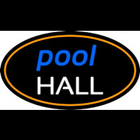 Pool Hall Oval With Orange Border Neonskylt