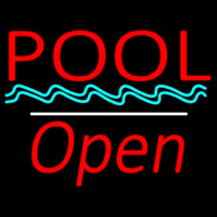 Pool Open White Line Neonskylt