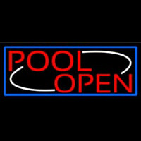 Pool Open With Blue Border Neonskylt