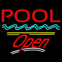 Pool Open Yellow Line Neonskylt