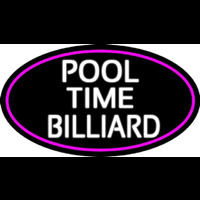 Pool Time Billiard Oval With Pink Border Neonskylt