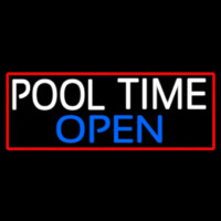 Pool Time Open With Red Border Neonskylt