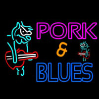 Pork And Blues Animal Guitar Logo Neonskylt