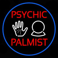 Psychic Palmist Blue Border Neonskylt