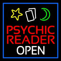 Psychic Reader Open Block Blue Border Neonskylt