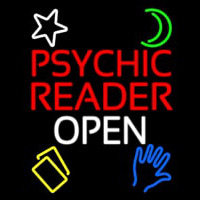 Psychic Reader Open Block White Border Neonskylt