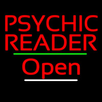 Psychic Reader Open Green Line Neonskylt