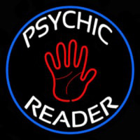 Psychic Reader With Palm Blue Circle Neonskylt