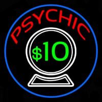 Psychic With Crystal Globe Blue Border Neonskylt
