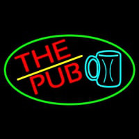 Pub And Beer Mug Oval With Green Border Neonskylt