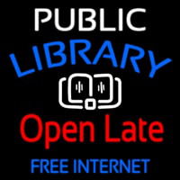 Public Library Open Late Free Internet Neonskylt