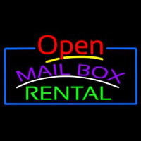 Purple Mailbo  Green Rental Open With Border Neonskylt