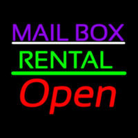 Purple Mailbo  Green Rental With Open Neonskylt