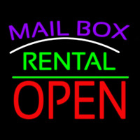Purple Mailbo  Turquoise Rental With Open 1 Neonskylt