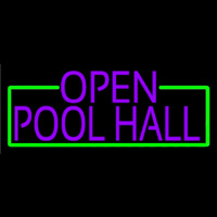 Purple Open Pool Hall With Green Border Neonskylt