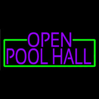 Purple Open Pool Hall With Green Border Neonskylt