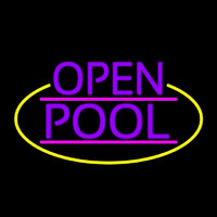 Purple Open Pool Oval With Yellow Border Neonskylt