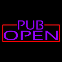 Purple Pub Open With Red Border Neonskylt