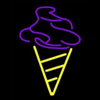 Purple Yellow Ice Cream Cone Neonskylt