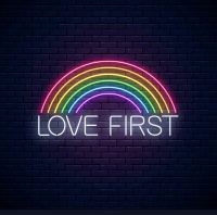Rainbow love first Neonskylt