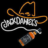 Rare Jack Daniels Whiskey Cowboy Hat Neonskylt