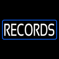 Records Block Blue Border Neonskylt