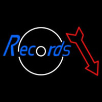 Records In Cursive With Arrow Neonskylt