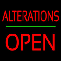 Red Alterations Block Open Neonskylt