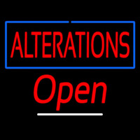 Red Alterations Open White Line Neonskylt