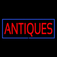 Red Antiques Blue Rectangle Neonskylt