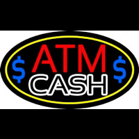 Red Atm With Cash 2 Neonskylt