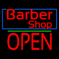 Red Barber Shop Blue Border Neonskylt
