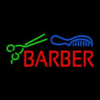 Red Barber With Comb And Scissor Neonskylt